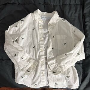 Old Navy Cream Button-Up Shirt with Dinosaur Print